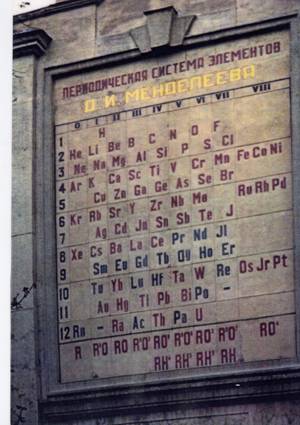 A giant wall Periodic Table erected in St Petersburg Russia in 1934